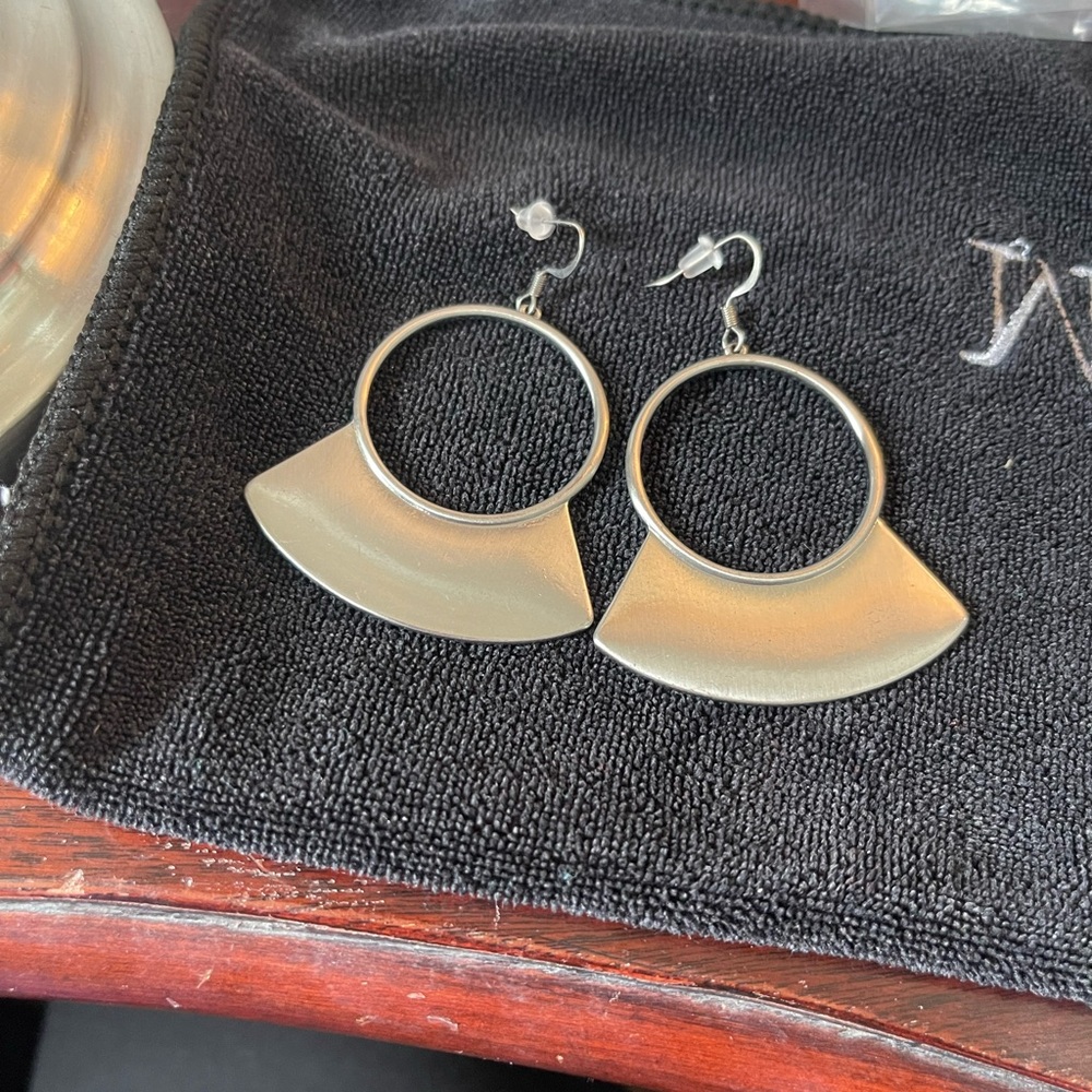 Silver Tone Geometric Earrings
